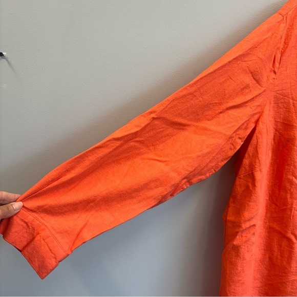 Feel Good Store Linen Blend 2X Tunic Button Down Shirt Orange Long sleeve - Picture 6 of 11